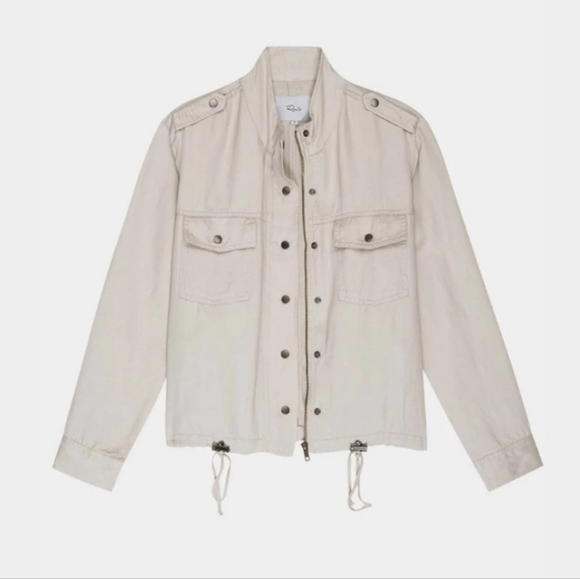 RAILS COLLINS Linen Blend Utility Jacket Off White Bone Medium - Picture 3 of 11